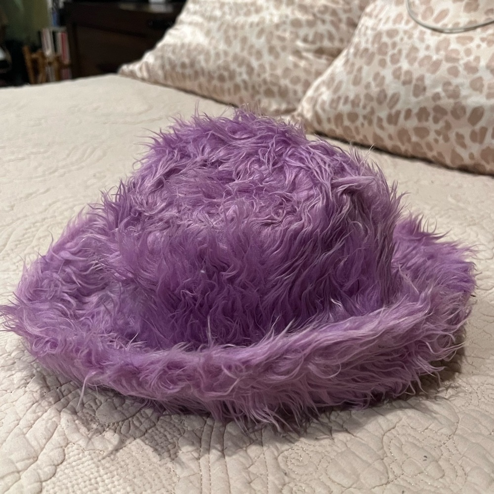 Purple Faux Fur Bucket Hat